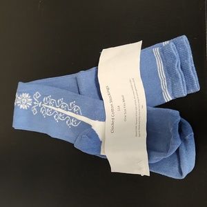 NWT clocked cotton stockings blue